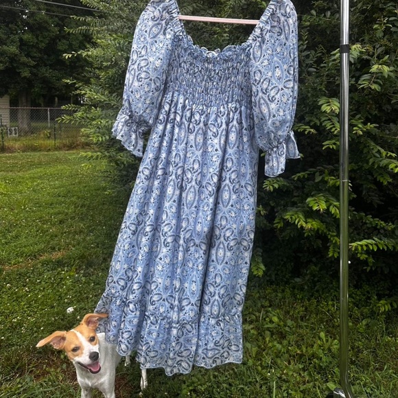 Blue Patterned Women's Dress - Picture 1 of 5